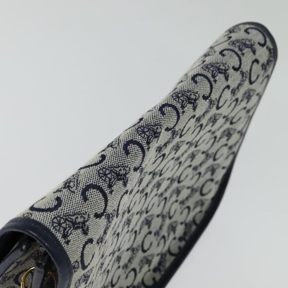 CELINE C Sulky Shoulder Bag Canvas Navy Gold Auth - Picture 7 of 16